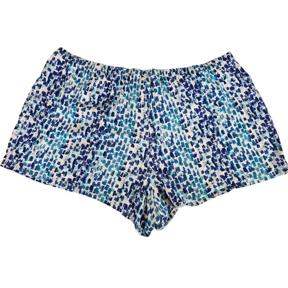 Cacique Abstract Print White Blue Green Sleepwear Shorts Size 22/24 - Picture 1 of 6